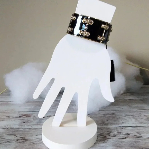 Black & Gold Tone Glam Stretch Bracelet - Picture 5 of 8